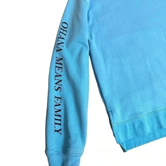 Disney Lilo & Stitch Ohana Embroidered Front Screen Print Back Sweater Juniors M - Picture 7 of 15